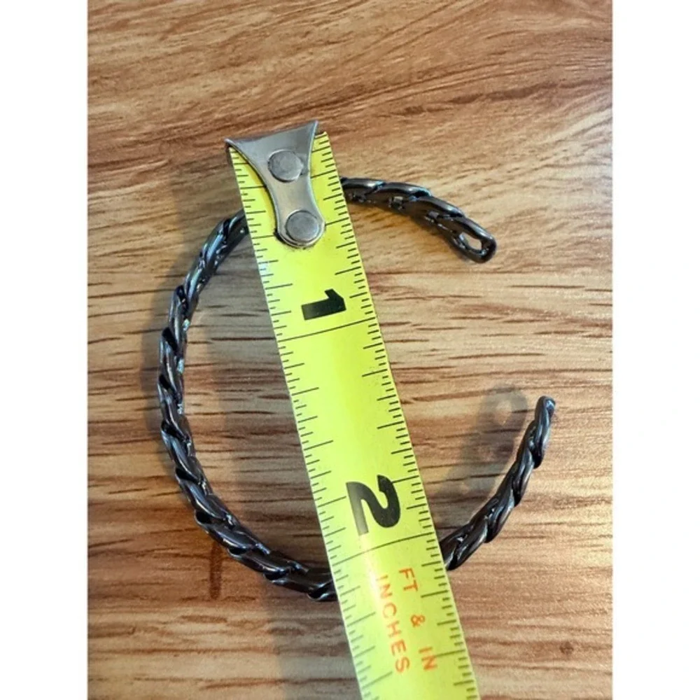 Marlyn Schiff Gunmetal Curb Chain Cuff Bracelet Chunky Link OS